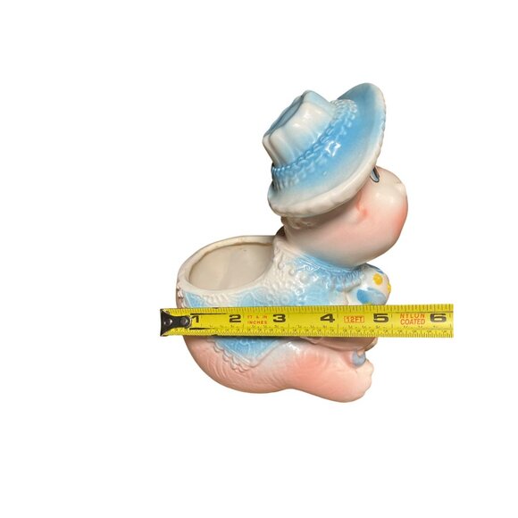 Napcoware Vintage Hippo Pink Blue Ceramic Baby Gift Planter C-8569 - Picture 12 of 15